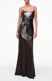 STAUD Mesa Mixed Media Paillette Gown