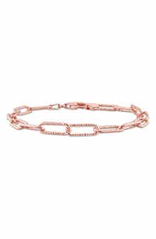 DELMAR 18K Rose Gold Plated Sterling Silver Paperclip Chain Bracelet