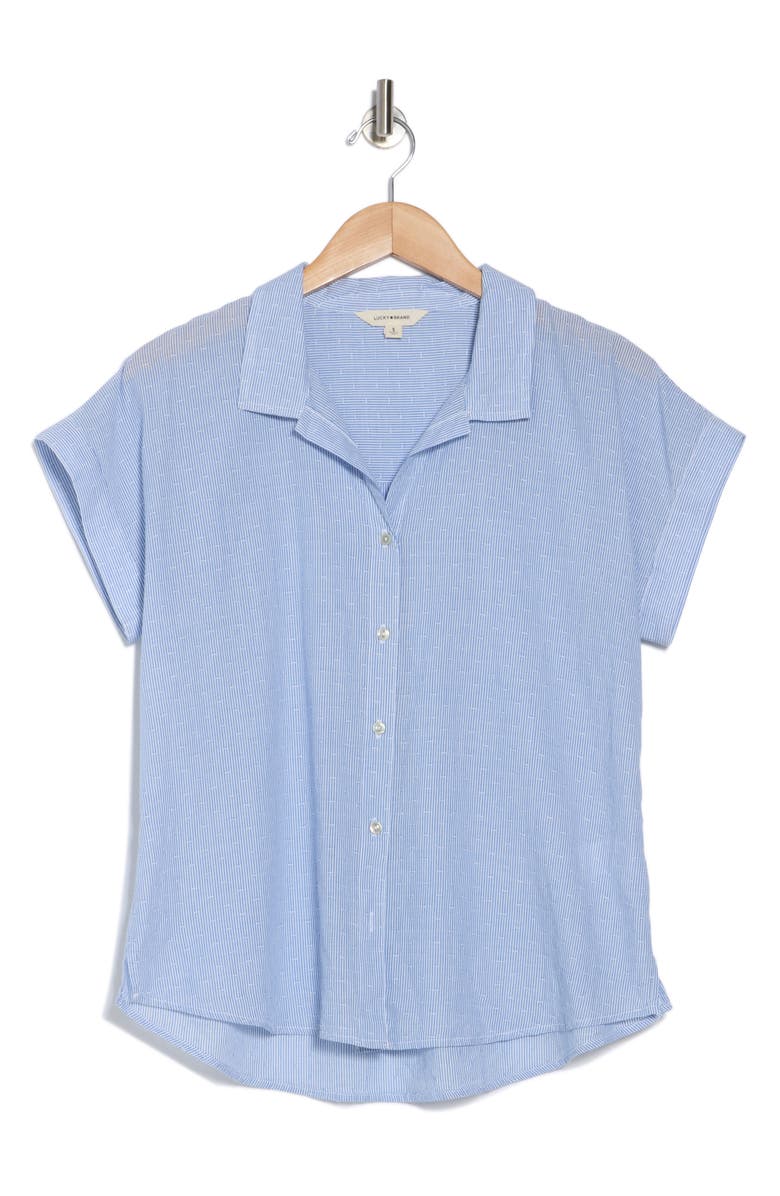 Lucky Brand Swiss Dot Short Sleeve Camp Shirt, Alternate, color, 