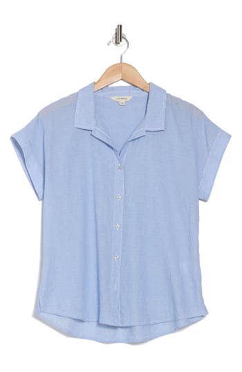 Lucky Brand Swiss Dot Short Sleeve Camp Shirt