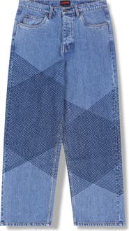 PLEASURES Grid Embroidered Baggy Jeans