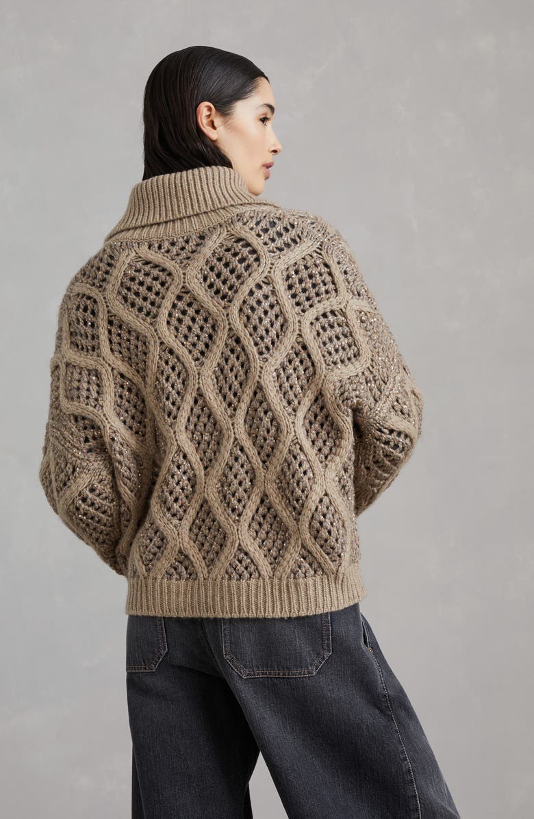 Brunello Cucinelli Dazzling Net & Cable cardigan, Alternate, color, 