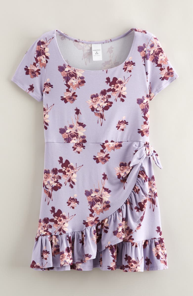 Nordstrom Kids' Knit Faux Wrap Dress, Main, color, Purple Heirloom Muse Floral