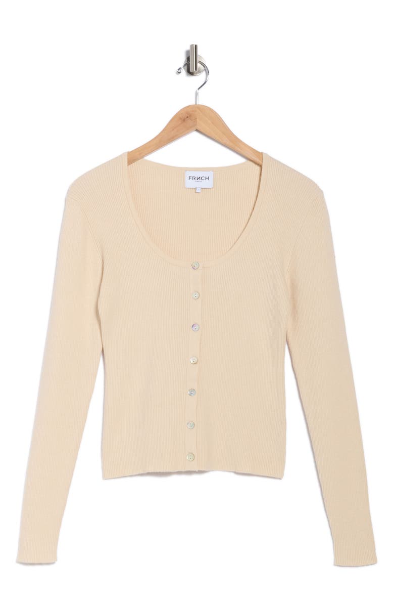 FRNCH Ainoa Button-Up Sweater, Alternate, color, Creme