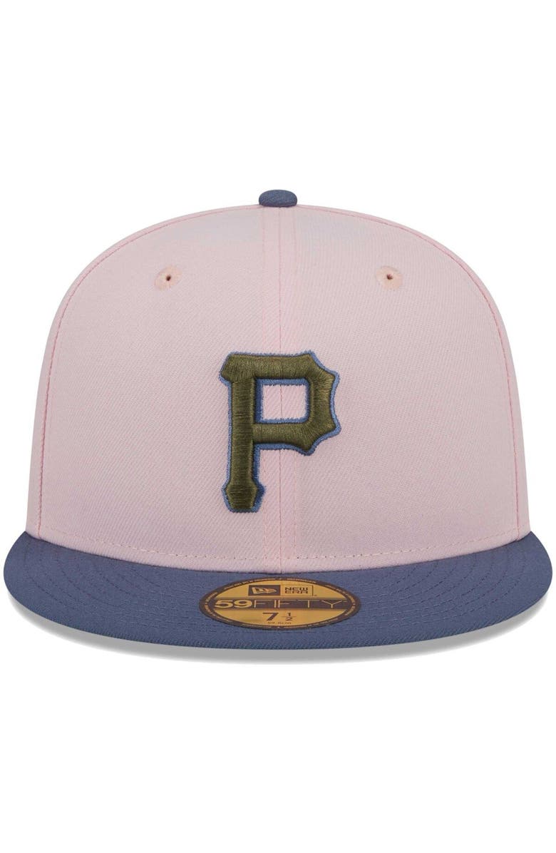New Era Men's New Era Pink/Blue Pittsburgh Pirates  Olive Undervisor 59FIFTY Fitted Hat, Alternate, color, 