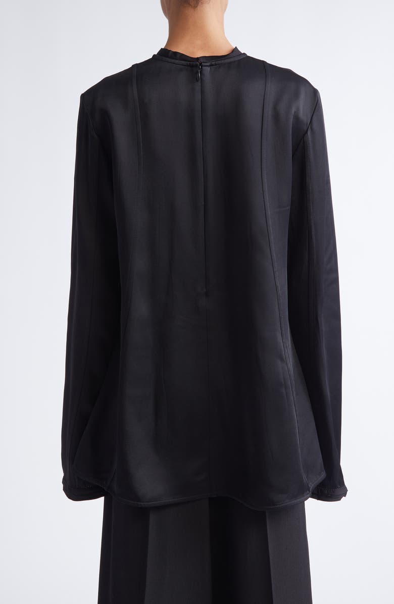 Jil Sander Long Sleeve Reversed Satin Top, Alternate, color, Black