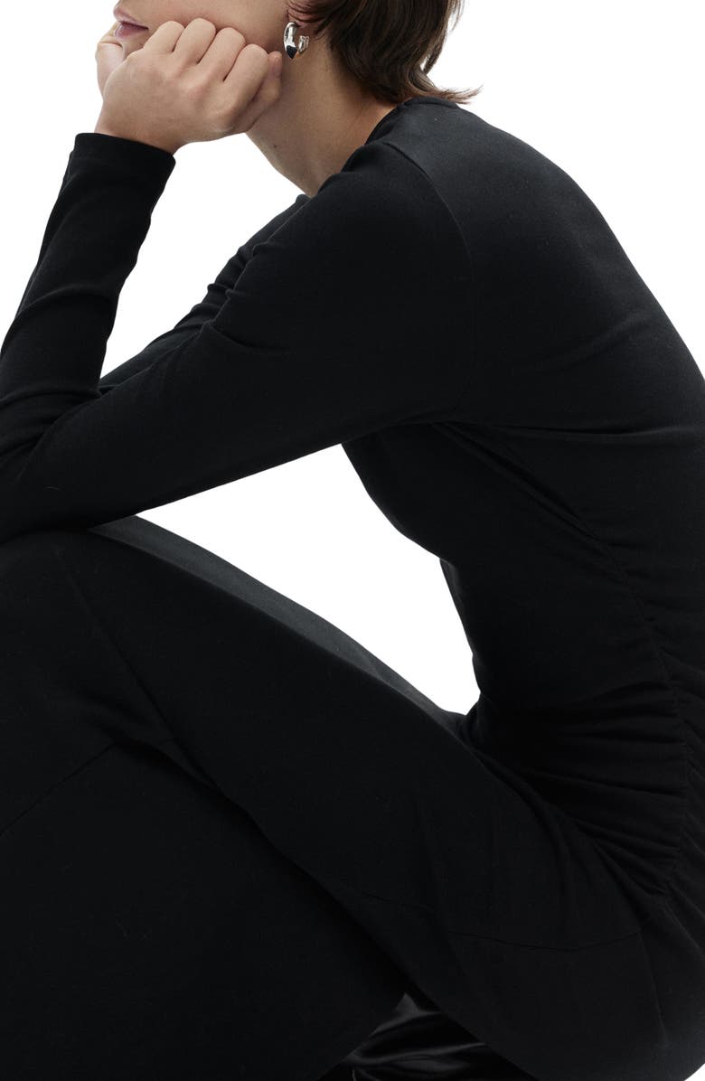 MANGO Long Sleeve Stretch Cotton Midi Dress, Alternate, color, 