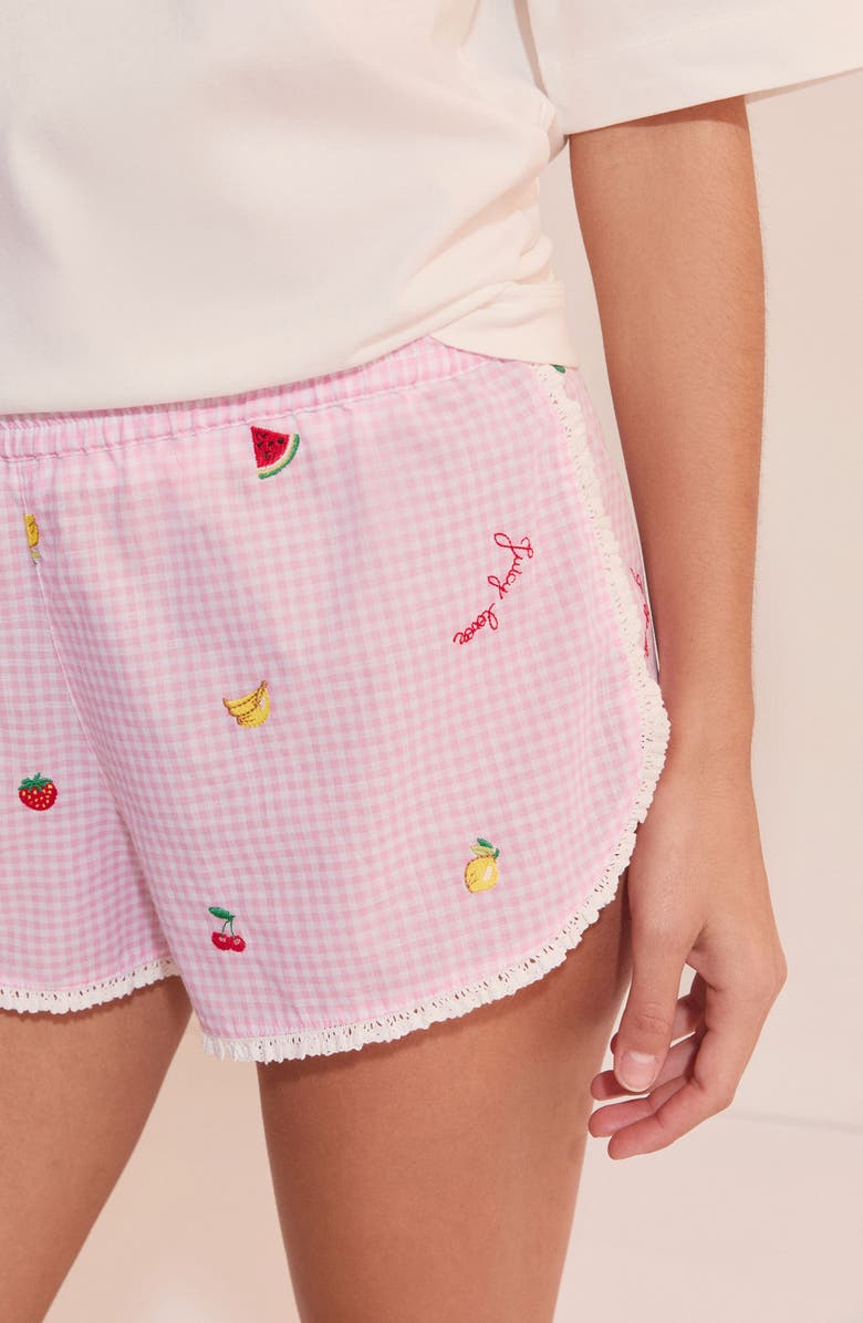 Etam Brisa Cotton Pajama Shorts, Alternate, color, Candy-Pink