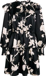 Chelsea28 Floral Long Sleeve Tiered Chiffon Minidress