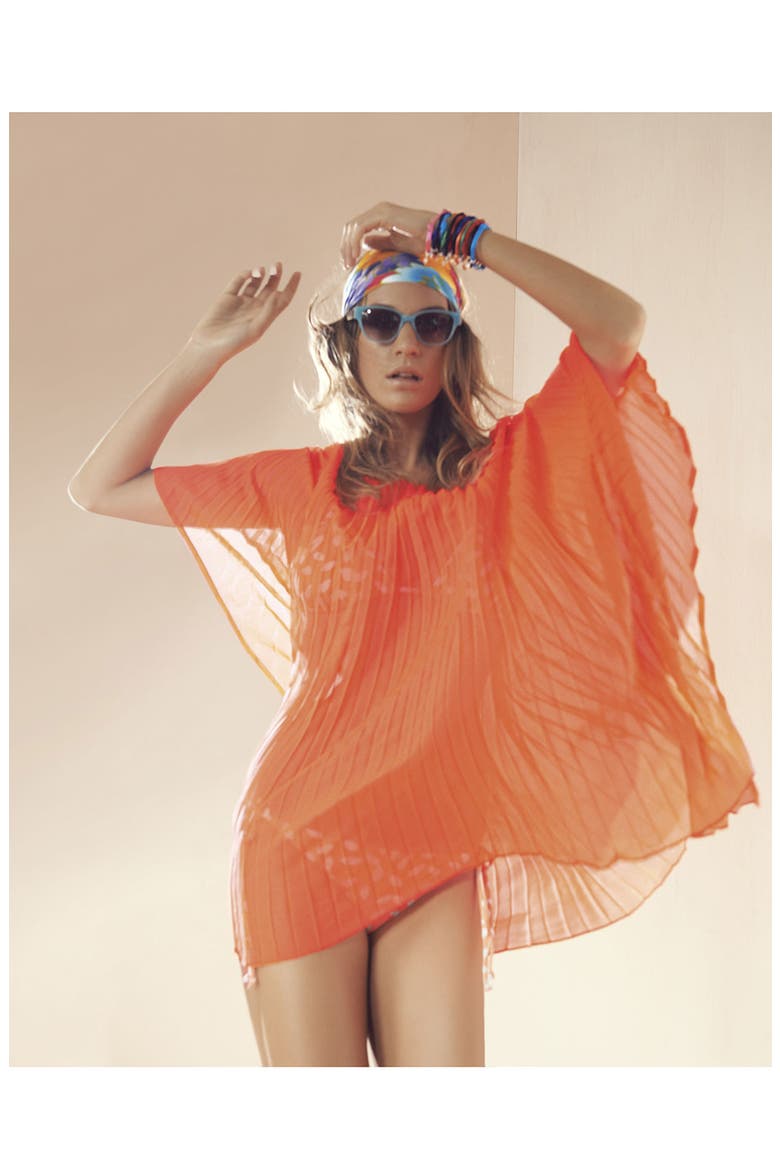 Pleated Cover-Up, Alternate, color, BLACK