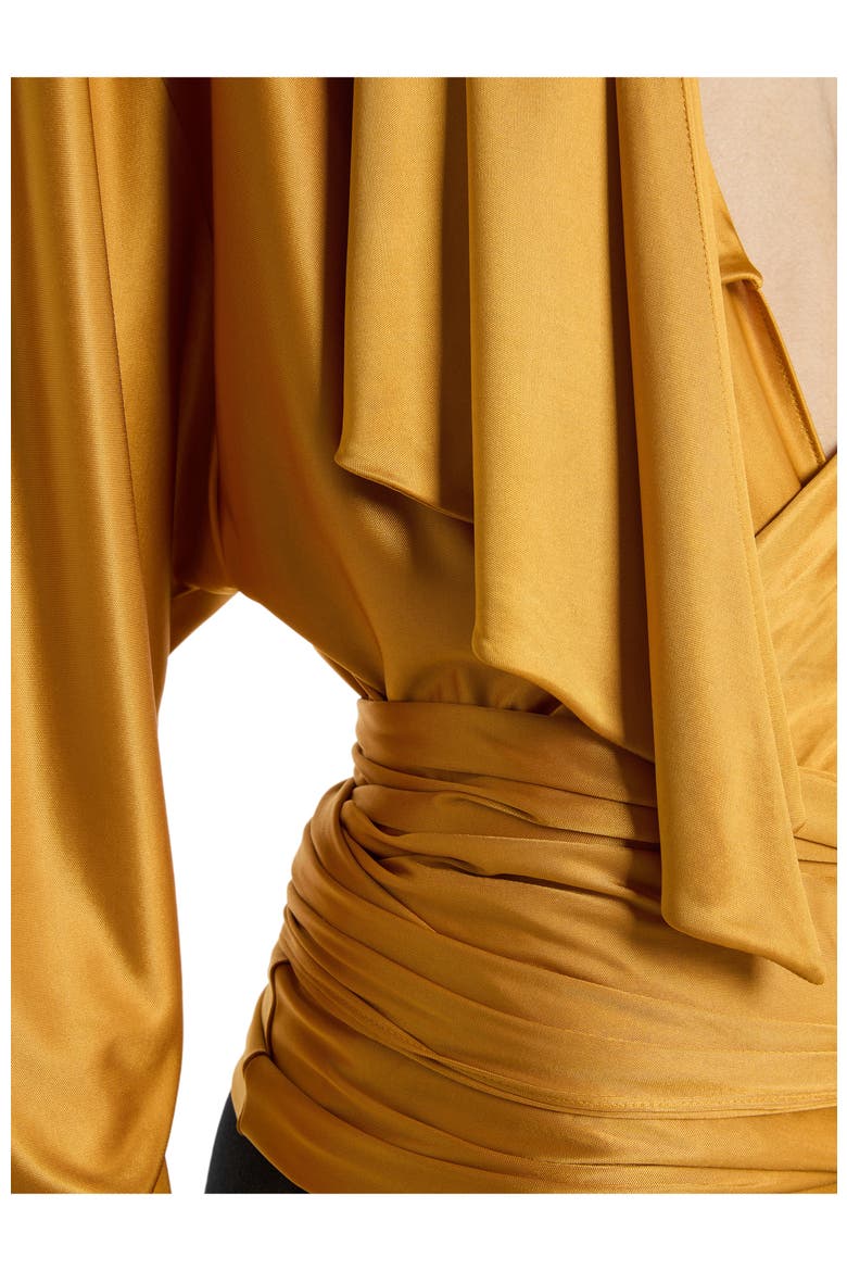 Flowy Jersey Tie-Front Blouse, Alternate, color, orange