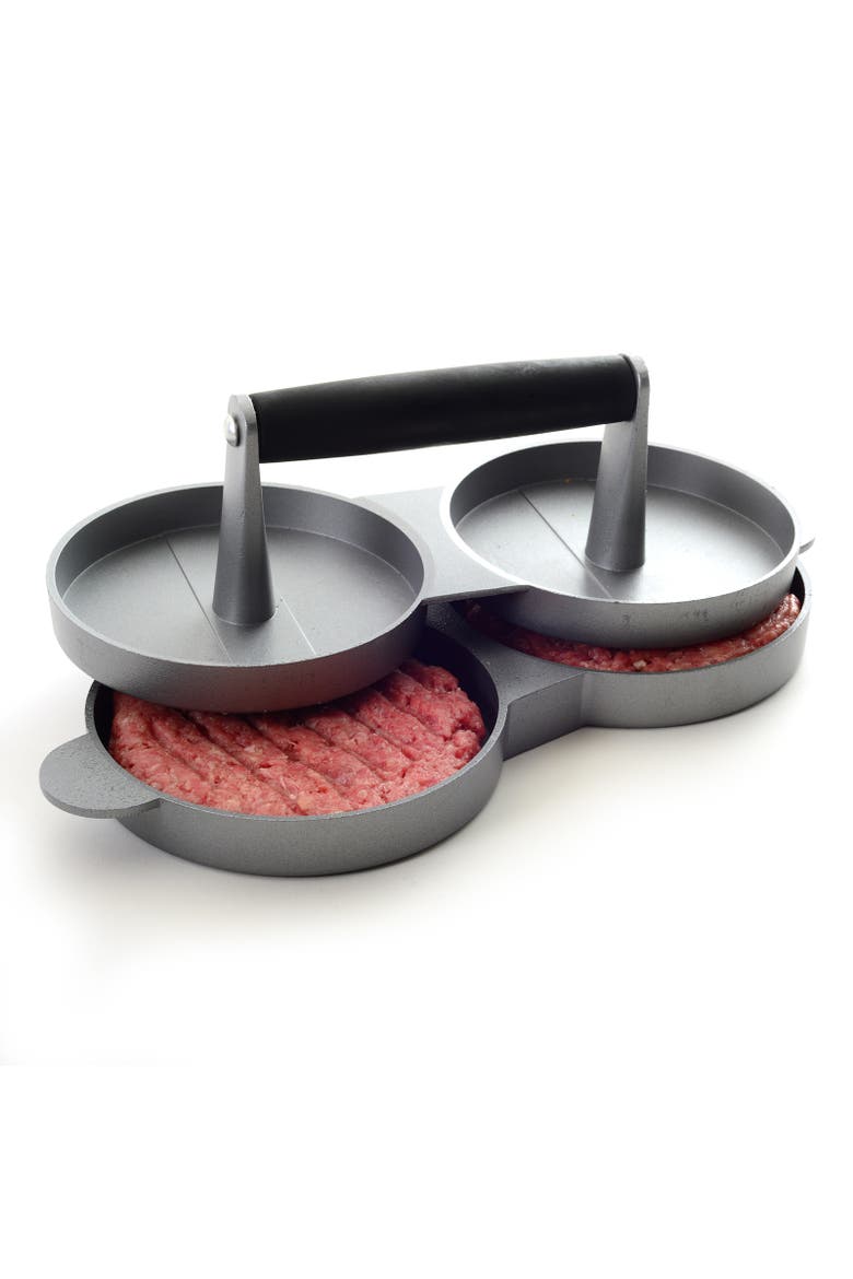 Nonstick Cast Aluminum Double Hamburger Press, Alternate, color, Silver
