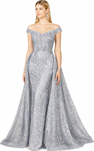 LARA New York Beaded Faux-Wrap V-Neck Bridal Gown