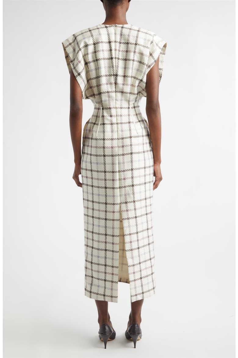 The Keaton Windowpane Plaid Virgin Wool & Silk Midi Dress, Alternate, color, WINDOWPANE PLAID