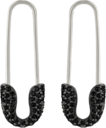 Spero London Black Pave Safety Pin Earring Jewelled Sterling Silver