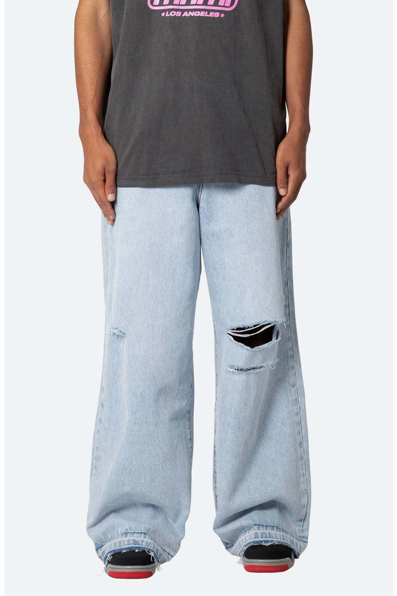 Baggy Rave Ripped Wide Leg Jeans, Main, color, LIGHT BLUE