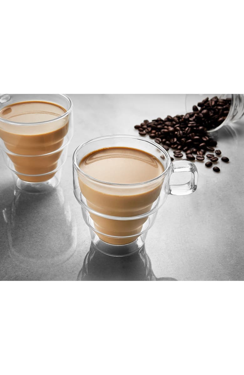 JoyJolt Pila Set of 2 Beverage Mugs, Alternate, color, Clear