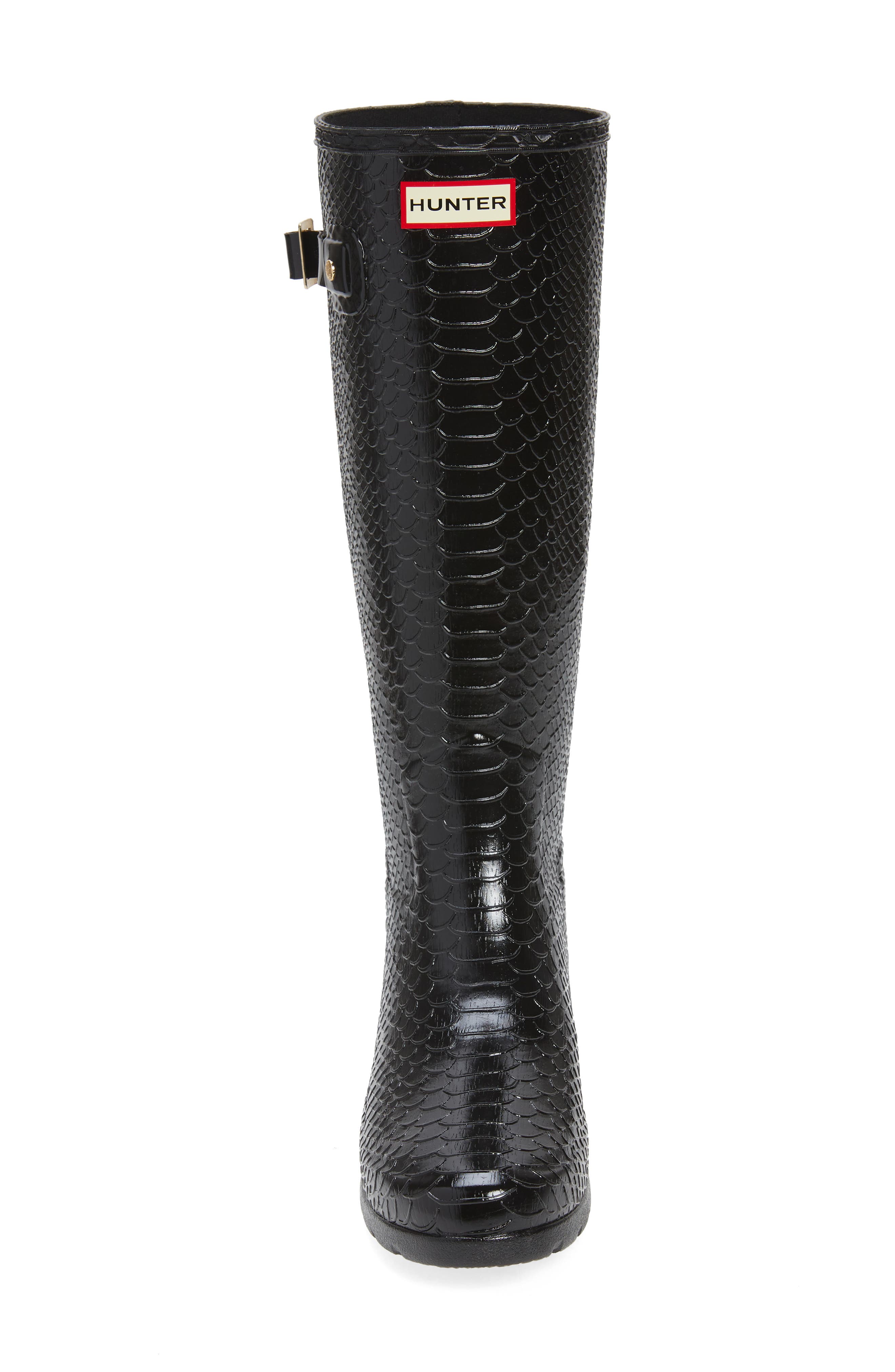 Hunter Original Embossed Refined Tall Waterproof Rain Boot, Alternate, color, 