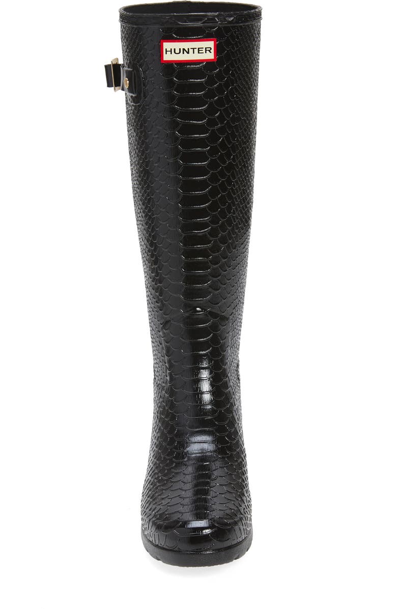 Hunter Original Embossed Refined Tall Waterproof Rain Boot, Alternate, color,