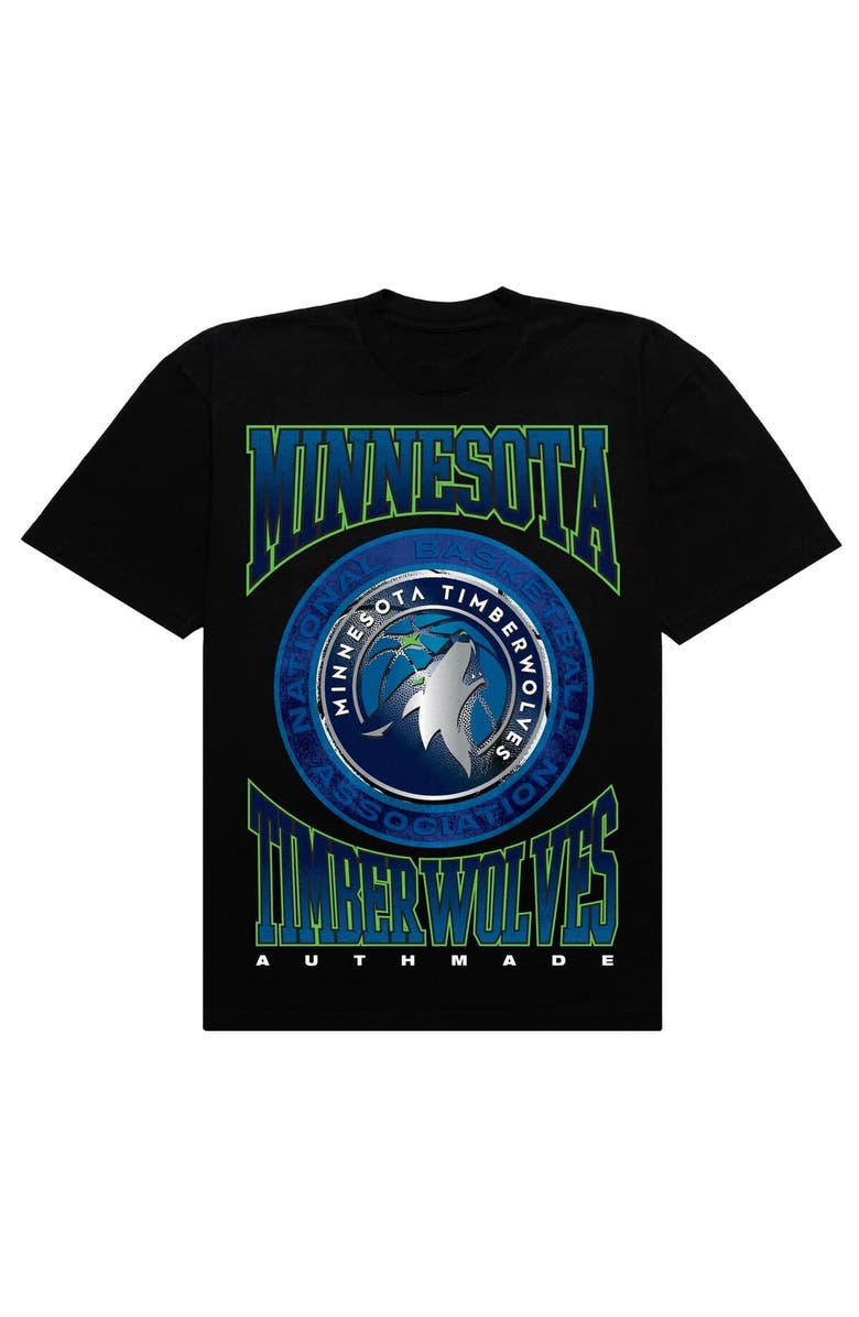AUTHMADE Men's Authmade Black Minnesota Timberwolves Vintage Metal Premium Heavyweight T-Shirt, Alternate, color, Black