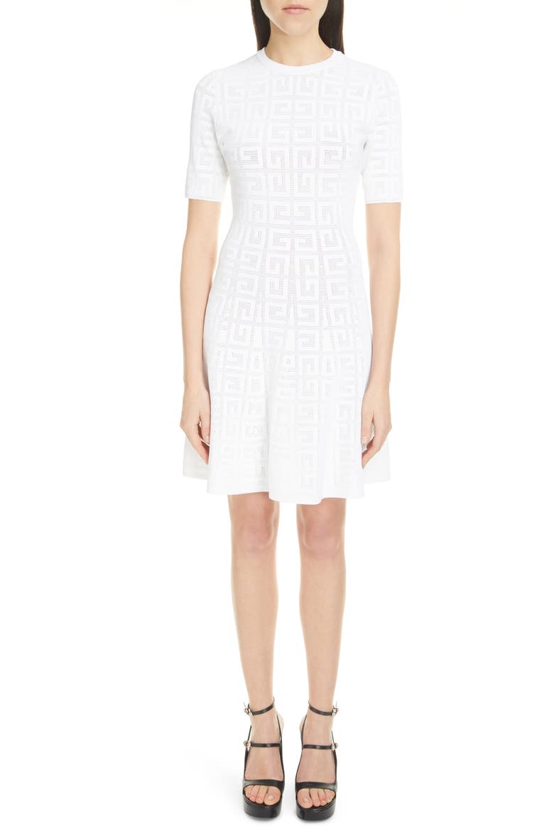 4G Logo Knit Minidress, Main, color, WHITE