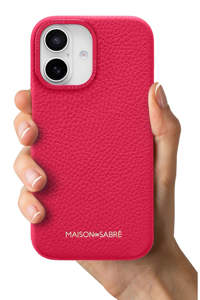 Leather Phone Case iPhone 16, Alternate, color, Shibuya Fuchsia