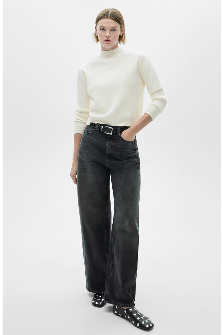 Mock Neck Sweater, Alternate, color, LIGHT BEIGE
