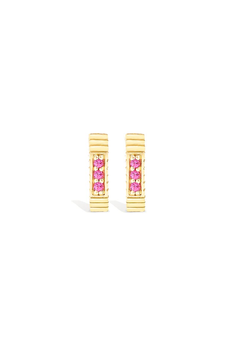 Spark Octagon Huggie, Alternate, color, Pink Sapphire-Gold