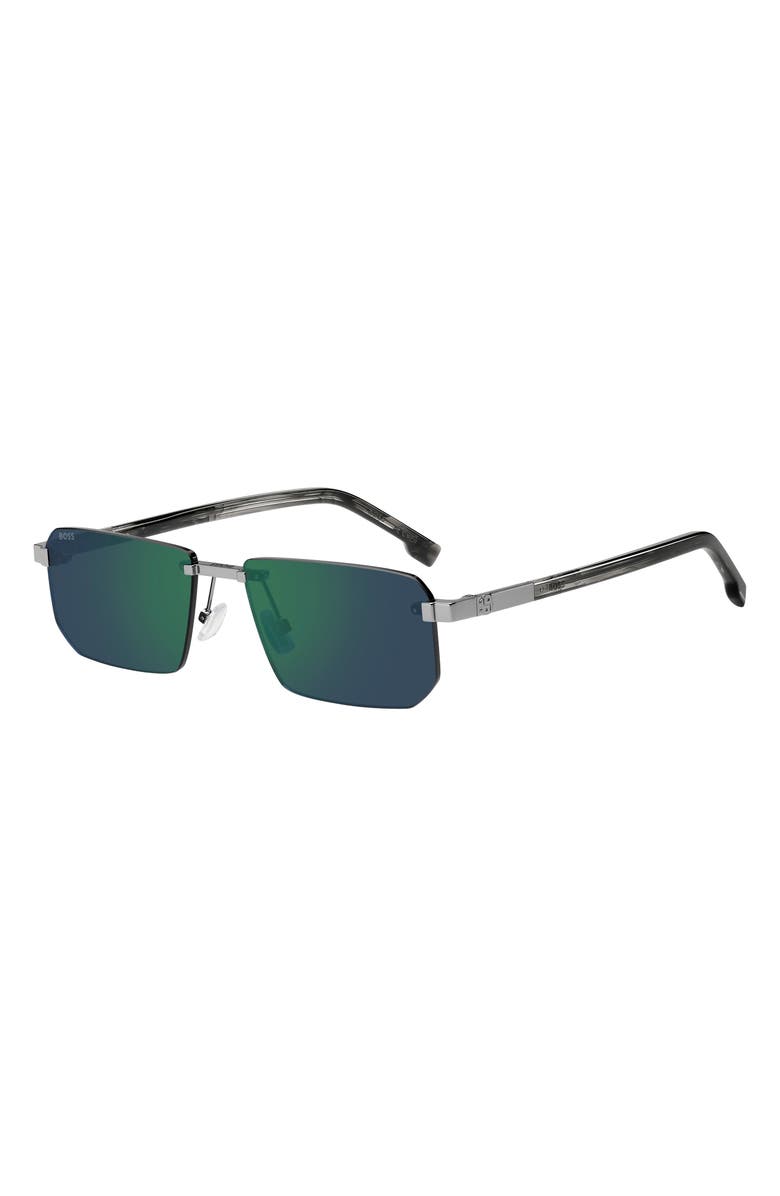 BOSS 57mmm Sunglasses, Alternate, color, Ruthenium/ Green