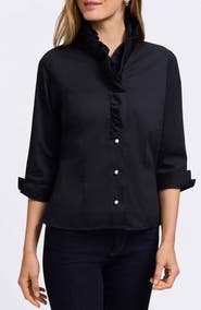 Foxcroft Edith Ruffle Button-Up Shirt