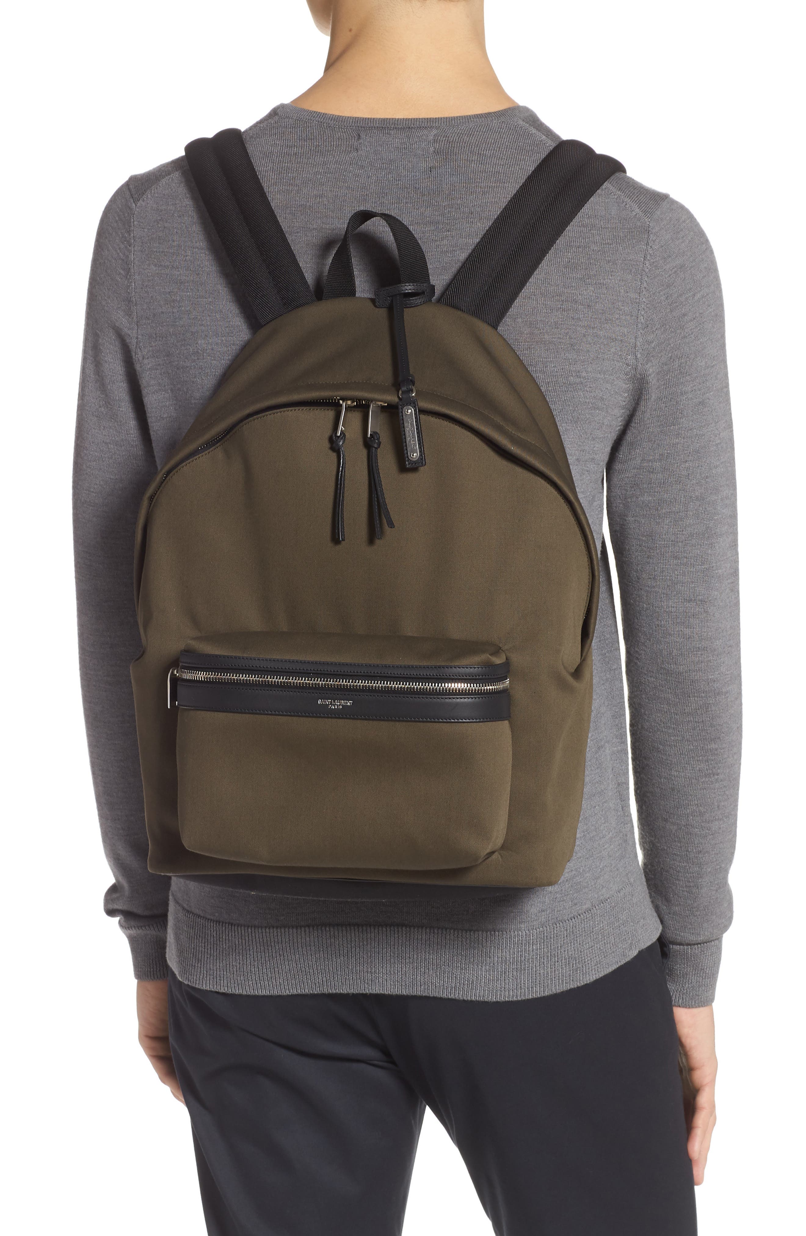 Saint Laurent City Canvas Backpack, Alternate, color, 