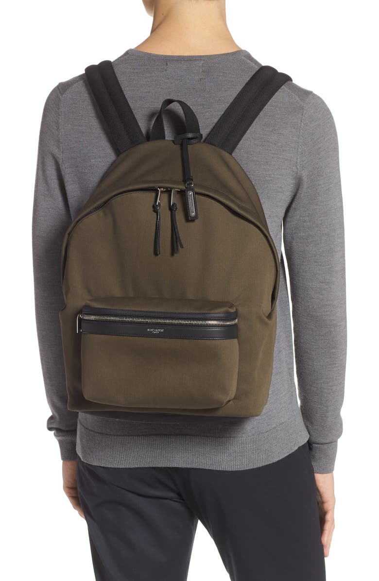 Saint Laurent City Canvas Backpack, Alternate, color,
