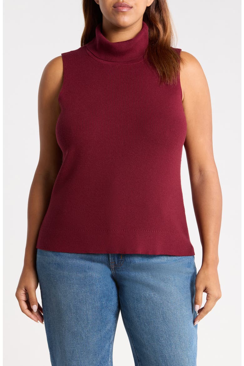 Kelly Sleeveless Turtleneck Top, Main, color, CHERRY