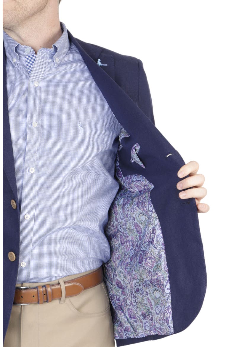 Solid Notch Lapel Linen Blend Sport Coat, Alternate, color, NAVY