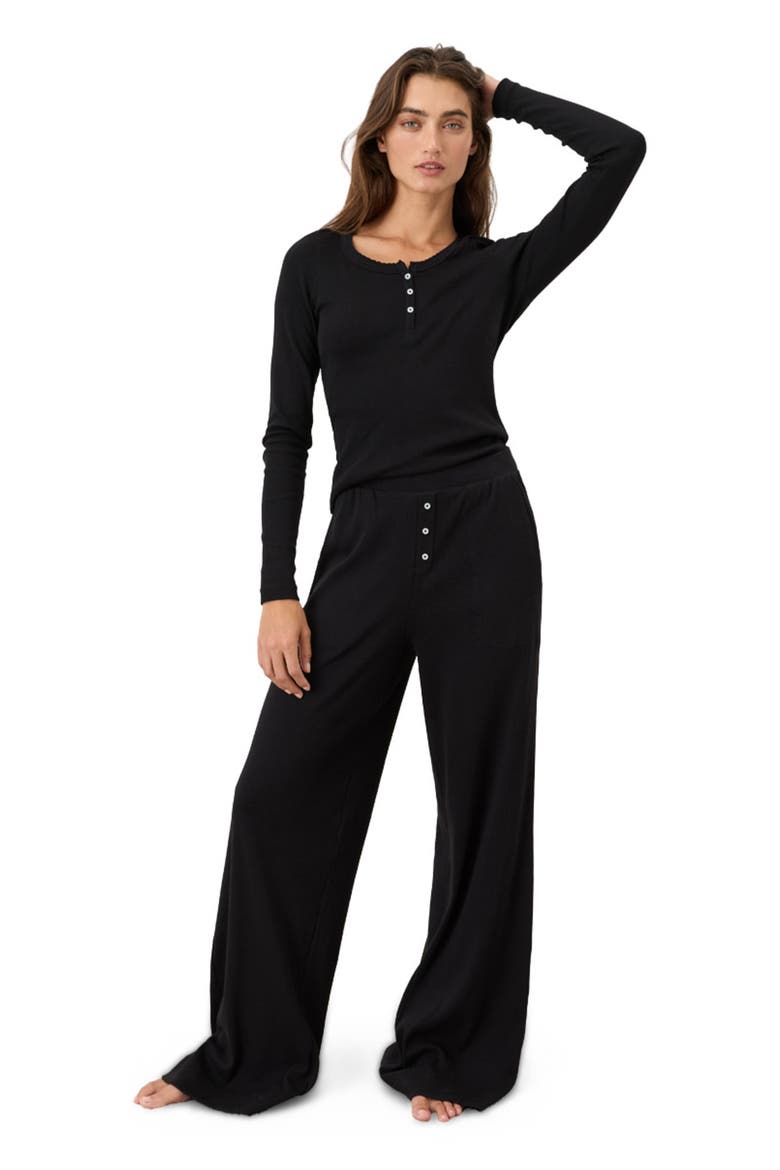 Dream Rib Wide Leg Lounge Pant Made With Organic Cotton, Main, color, Black