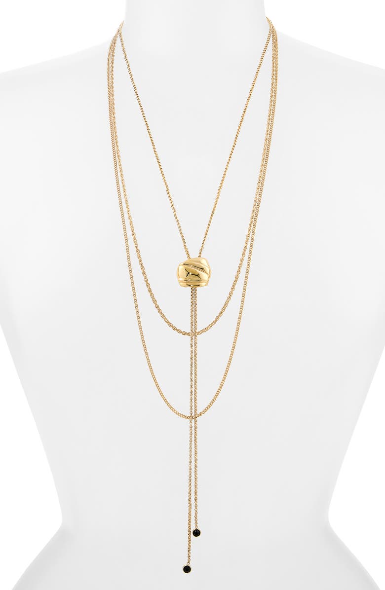 Chloé Sculpt Layered Statement Necklace, Alternate, color, Vintage Gold