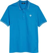 Versace Tipped Embroidered Medusa Cotton Piqué Polo