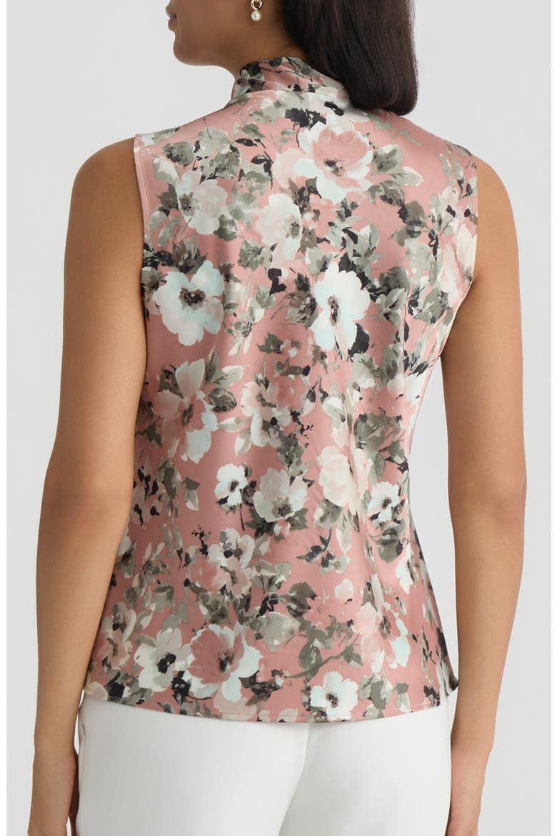 Floral Print Tie Neck Sleeveless Top, Alternate, color, TEAROSE MULTI