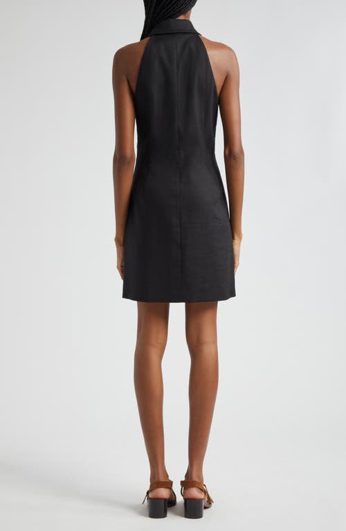 Veronica Beard Roxanne Linen Blend Button-up Minidress In Black