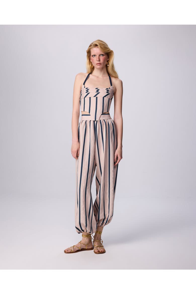 Ismene Stripe Harem Pant, Alternate, color, Eclipse Nude Stripe
