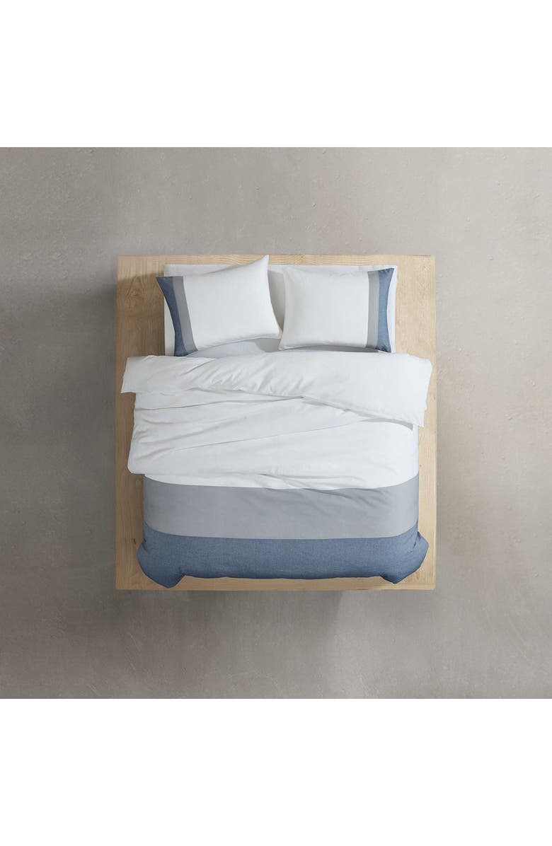 Calvin Klein Chambray Handkerchief Cotton Blend Comforter & Shams Set, Alternate, color, Light / Medium Blue