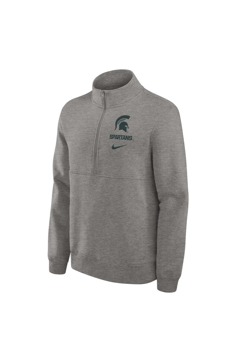 Nike Men's Nike Heather Gray Michigan State Spartans Primetime Club Half-Zip Sweatshirt, Alternate, color, Heather Gray