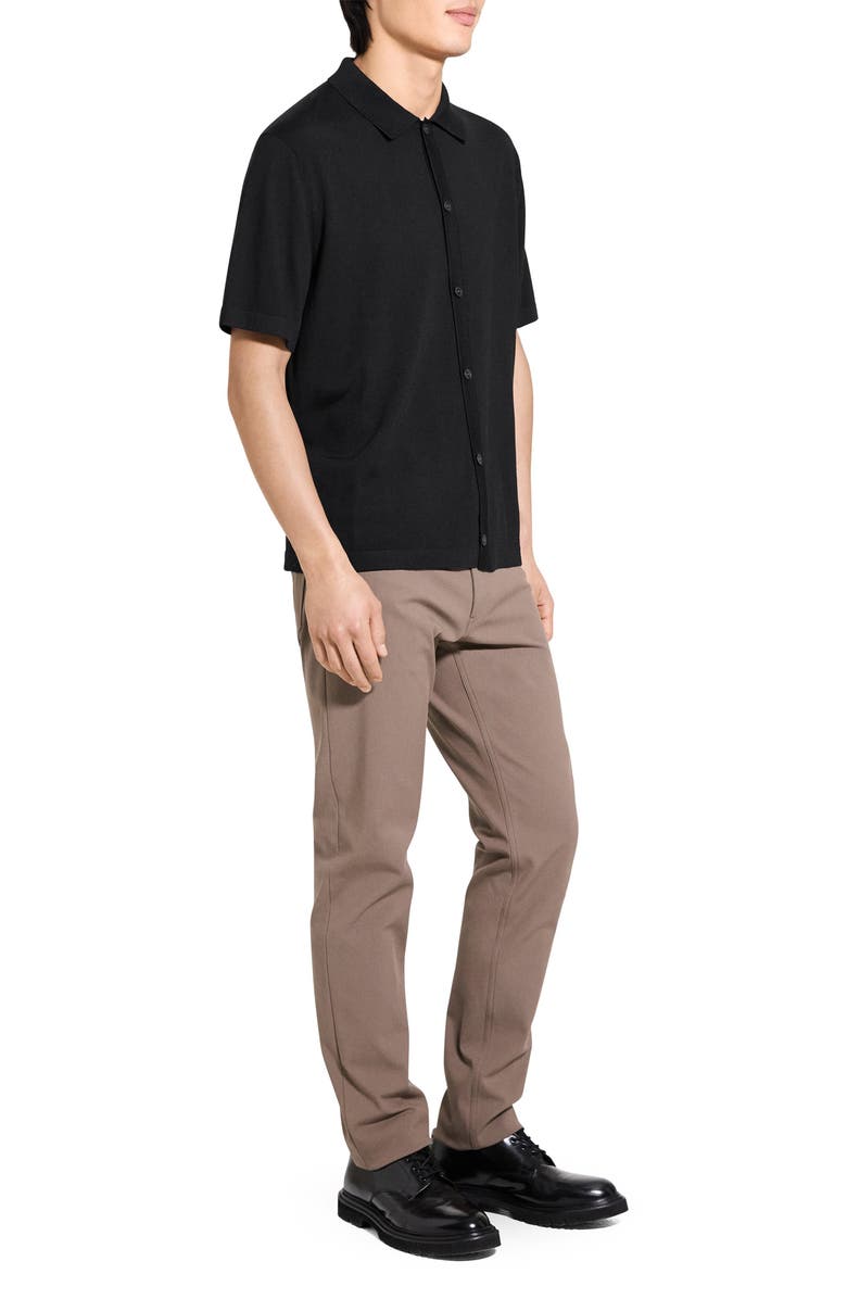 Theory Relaxed Short Sleeve Merino Wool Button-Up Shirt, Alternate, color, Black - 001