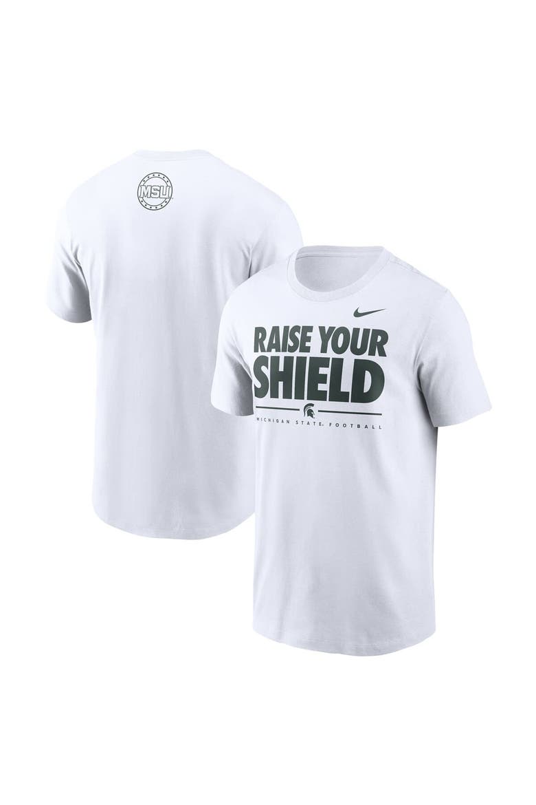 Men's Nike White Michigan State Spartans 2025 Football Fan Raise Your Shield T-Shirt, Main, color, White