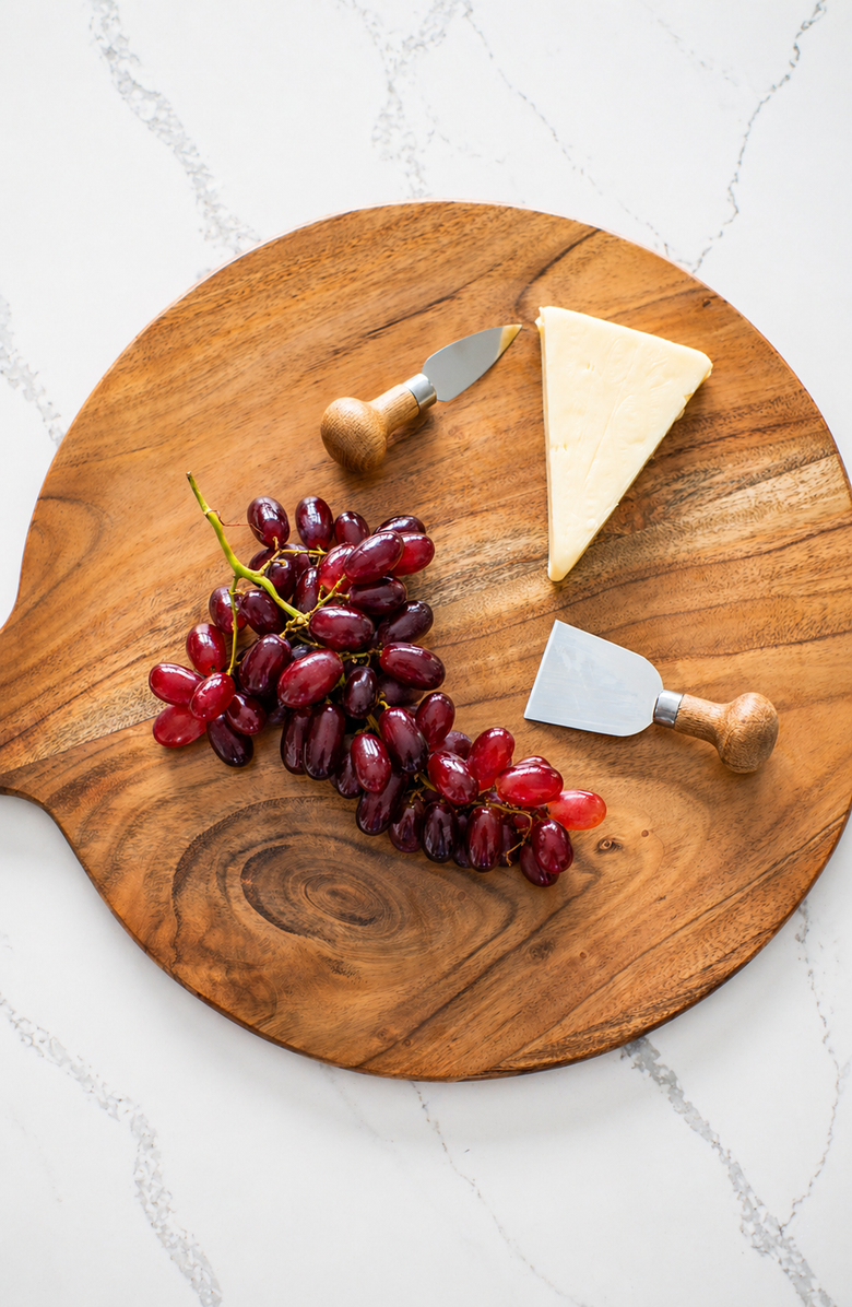 Jeanne Fitz Wood + White Collection Acacia Wood Round Charcuterie Board, Large, Alternate, color, White, Brown