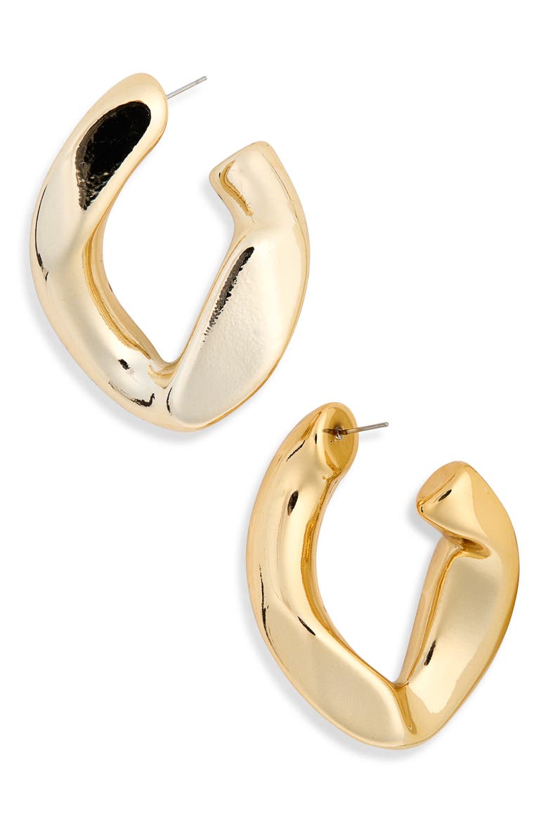 Chunky Abstract Hoop Earrings, Main, color, GOLD