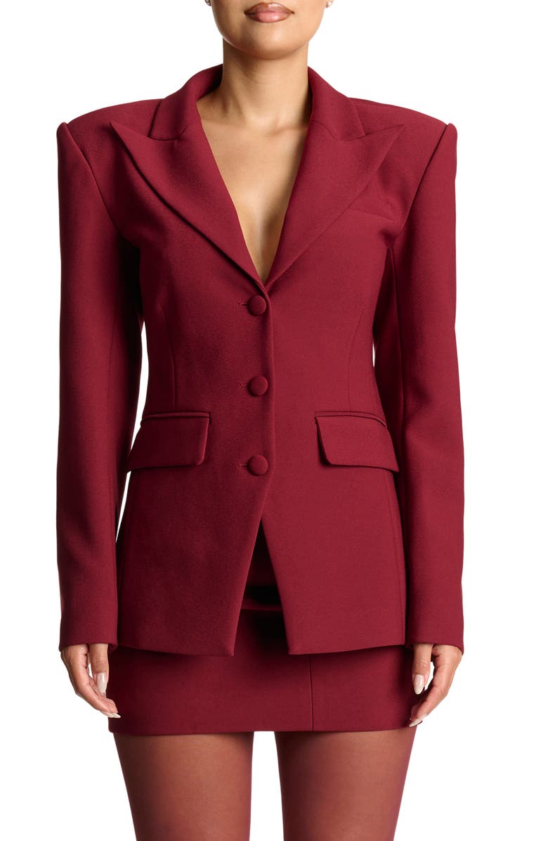 Naked Wardrobe Fitted Blazer, Main, color, Cabernet
