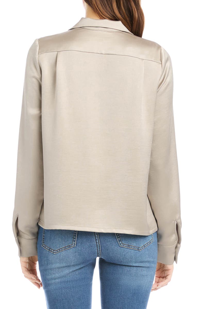 Karen Kane Satin Button-Up Shirt, Alternate, color, 