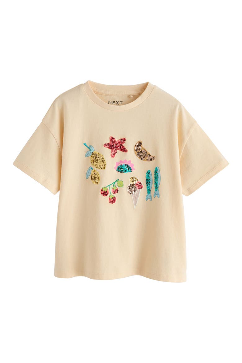 Kids' Sequin Embellished Seaside T-Shirt, Main, color, YELLOW