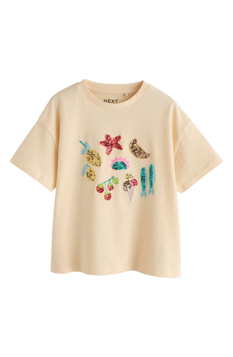 NEXT Kids' Sequin Embellished Seaside T-Shirt, Main, color, Yellow
